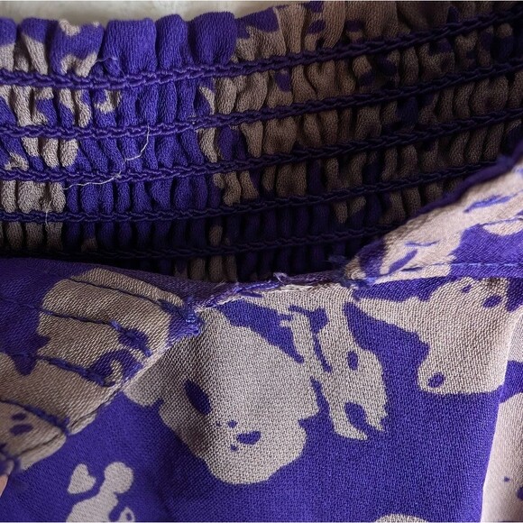 Ramy Brook Manuela dress silk cold shoulder purple floral boho M - Picture 14 of 14